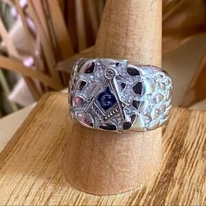 Men's Stainless Steel Masonic  Nugget Ring Sizes 9,10,11